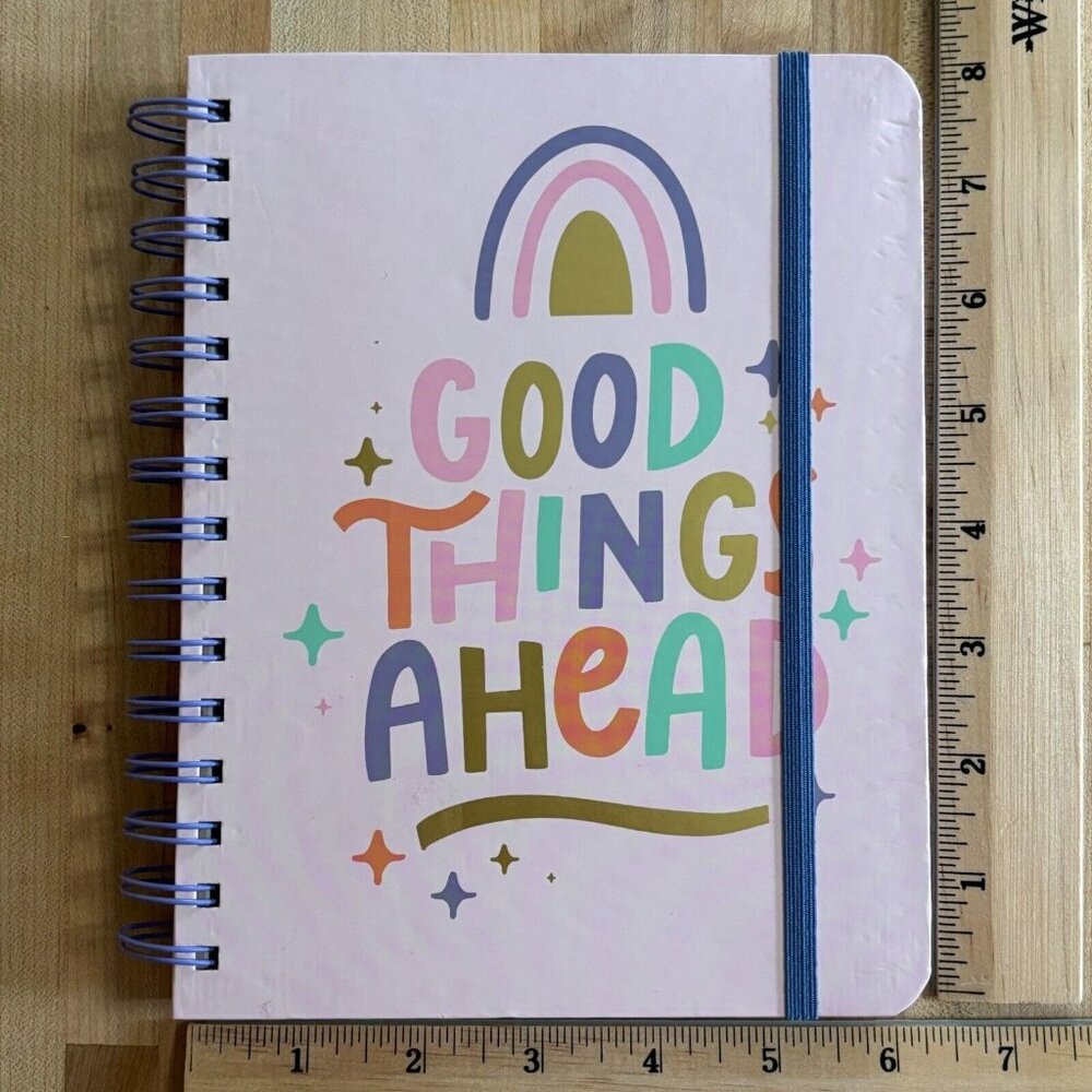 Good Things Ahead Pink Spiral Lined Dot Journal Notebook Diary Sticker Sheet NOS - Picture 1 of 4